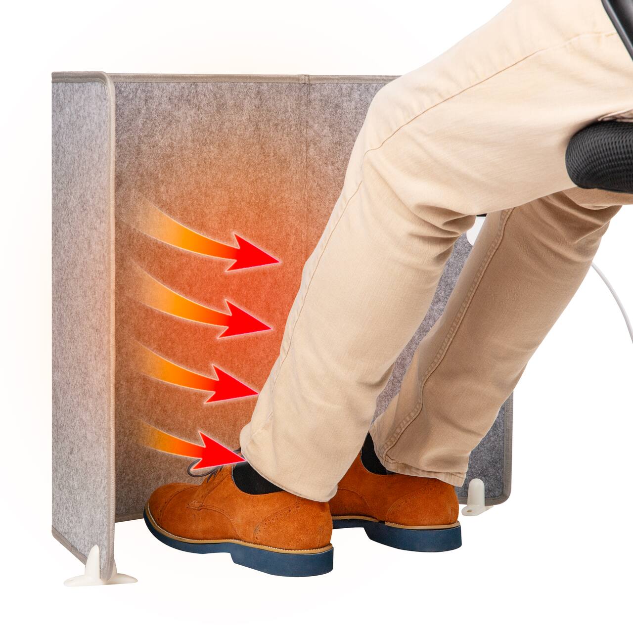 Mind Reader Under Desk Space Heater, Foldable Electric Foot Warmer Panel with Thermostat, Timer & Auto Shut Off, Portable Heater for Office or Home, Fabric, Gray
